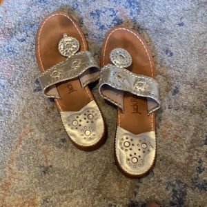Jack Rogers Leather Flat Metallic Sandals